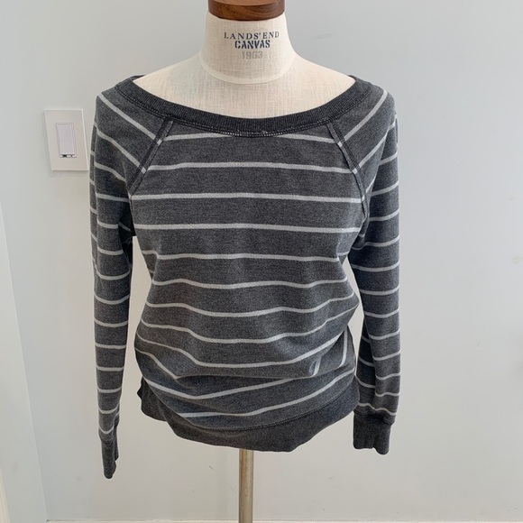 aerie Tops - EUC aerie gray striped off the shoulder top XS